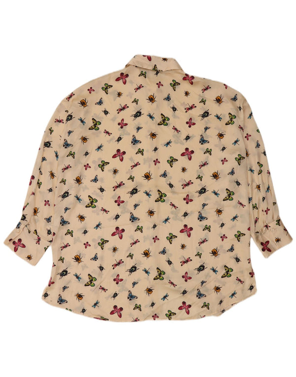 Zara Womens 3/4 Sleeve Oversized Shirt Dress UK 6 XS Beige Animal Print