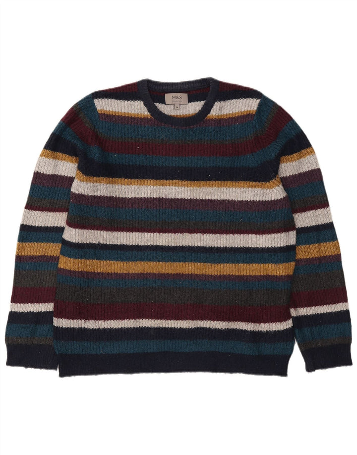 Pulover Marks & Spencer pentru bărbați, cu gât crew, cu dungi medii, multicolore