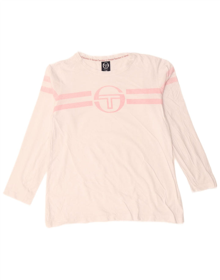 Sergio Tacchini Top grafic pentru femei cu mânecă lungă UK 14 Medium White Dunge