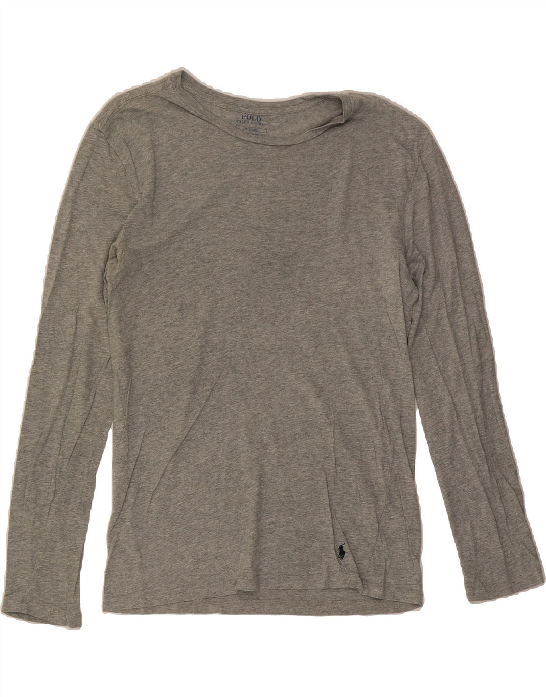 POLO RALPH LAUREN Womens Top Long Sleeve UK 12 Medium Grey Cotton Vintage Polo Ralph Lauren and Second-Hand Polo Ralph Lauren from Messina Hembry 