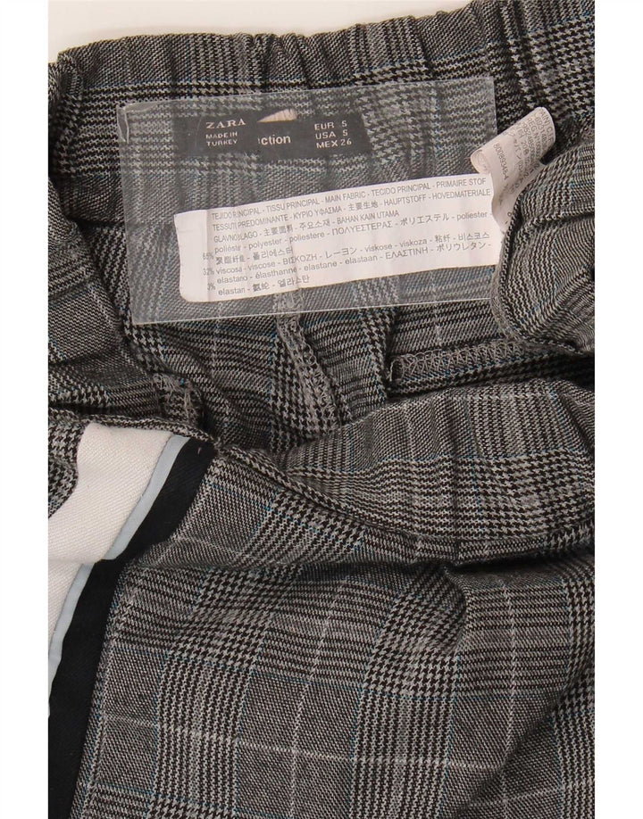 Pantaloni casual slim pentru femei Zara Mici L26 L24 Poliester cu carouri gri