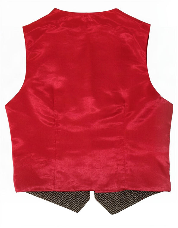 Vestă vintage pentru femei UK 14 Medium Brown Herringbone
