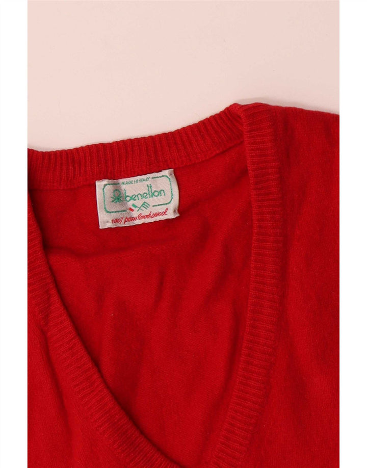 Benetton Mens Vest Tank Top Lână de miel roșie mică