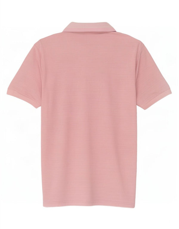 Cămașă polo Calvin Klein pentru bărbați, poliester cu dungi roz mediu