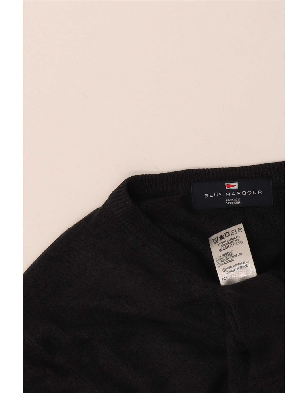 Marks & Spencer Pulover pentru bărbați Blue Harbour cu decolteu în V, mic, negru, acrilic