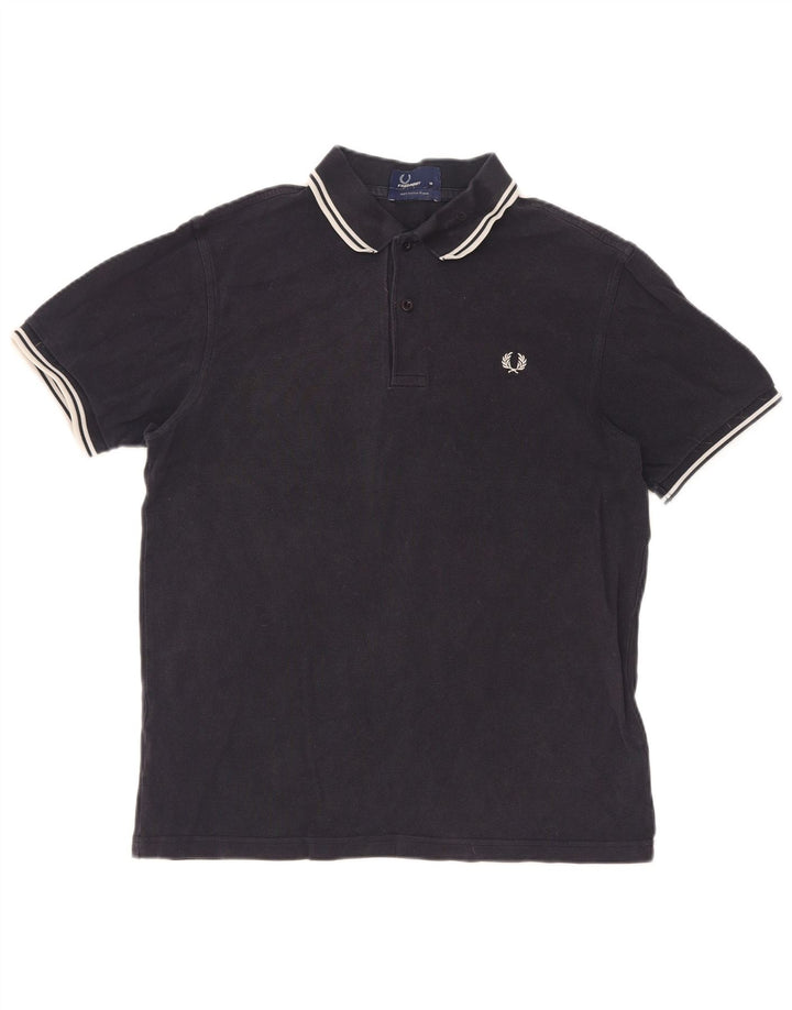 Cămașă polo Fred Perry pentru bărbați, bumbac cu dungi albastru bleumarin mediu