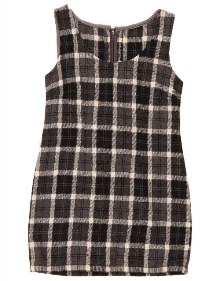 Rochie vintage pentru femei fără mâneci, UK 12, gri mediu, carouri