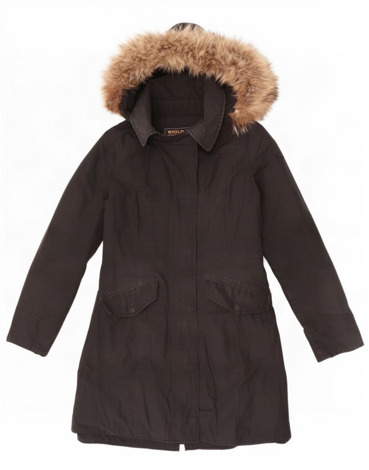 Jachetă parka cu glugă Woolrich pentru femei UK 12 Medium Black