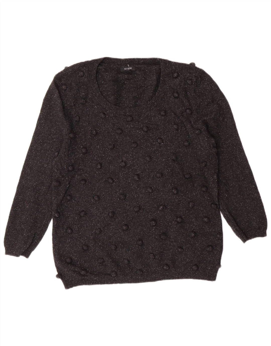 Pulover Hobbs pentru femei cu gâtul cu barca UK 14 Medium Black Wool Classic