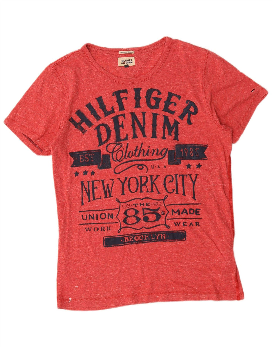 Tricou grafic Tommy Hilfiger pentru bărbați Top, mediu roșu, bumbac cu pete