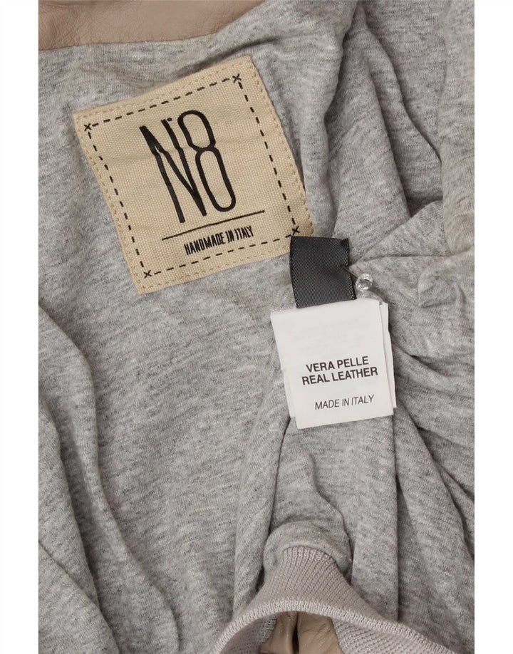 Jachetă de piele vintage pentru femei IT 40 Small Beige Colorblock