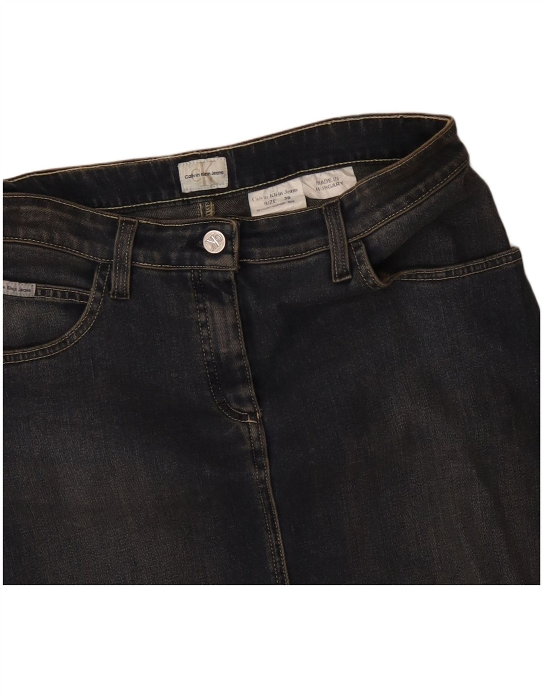 Fusta de blugi pentru femei CALVIN KLEIN JEANS W30 bumbac bleumarin mediu