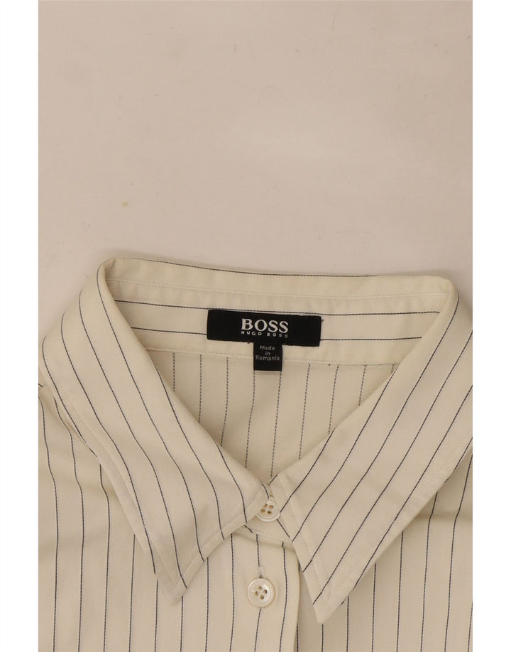 Cămașă pentru femei Hugo Boss UK 12 Medium White Pinstripe