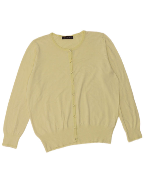 Pulover cardigan pentru femei Marks & Spencer UK 16 mare, galbenă, viscoză