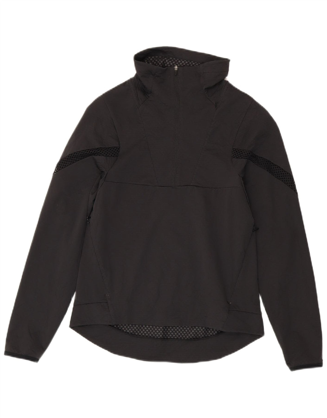 Top de trening pentru bărbați Dri Fit, cu fermoar și gât, din poliester negru
