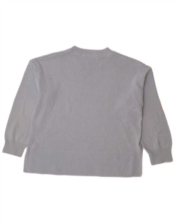 Pulover supradimensionat pentru femei Zara, cu gât crew, UK 14, bumbac albastru mediu