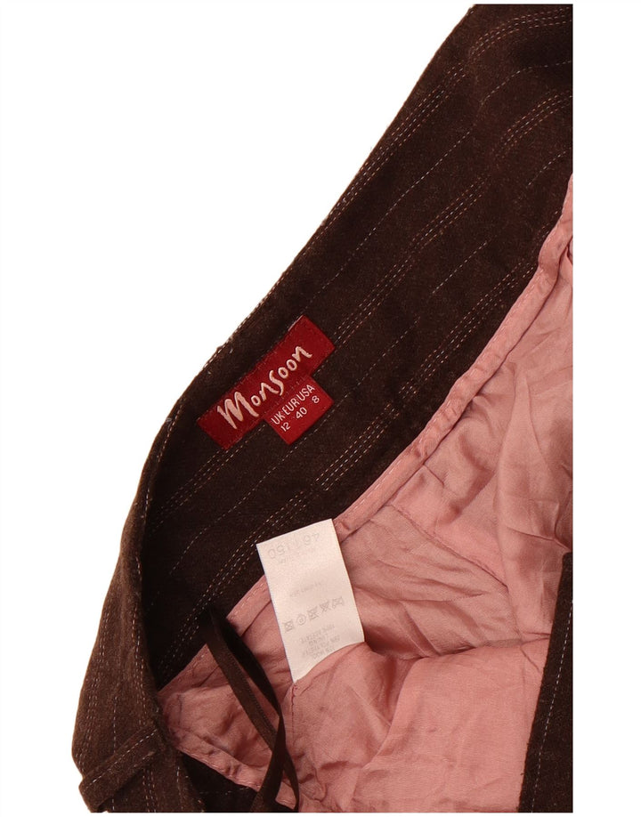 Pantaloni casual pentru femei Monsoon Bootcut UK 12 Medium W32 L31 Brown Pinstripe
