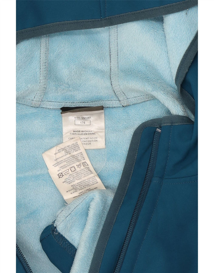 Jachetă Jack Wolfskin pentru fete, cu glugă, 15-16 ani, poliester albastru