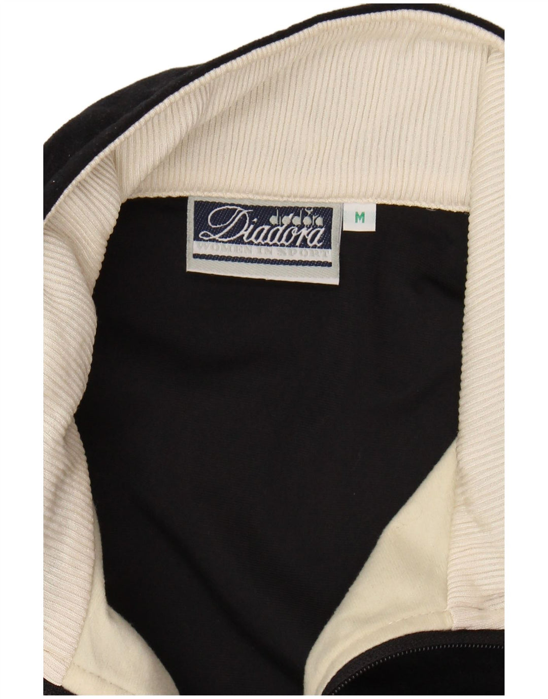 DIADORA Womens Tracksuit Top Jacket UK 14 Medium Black Colourblock