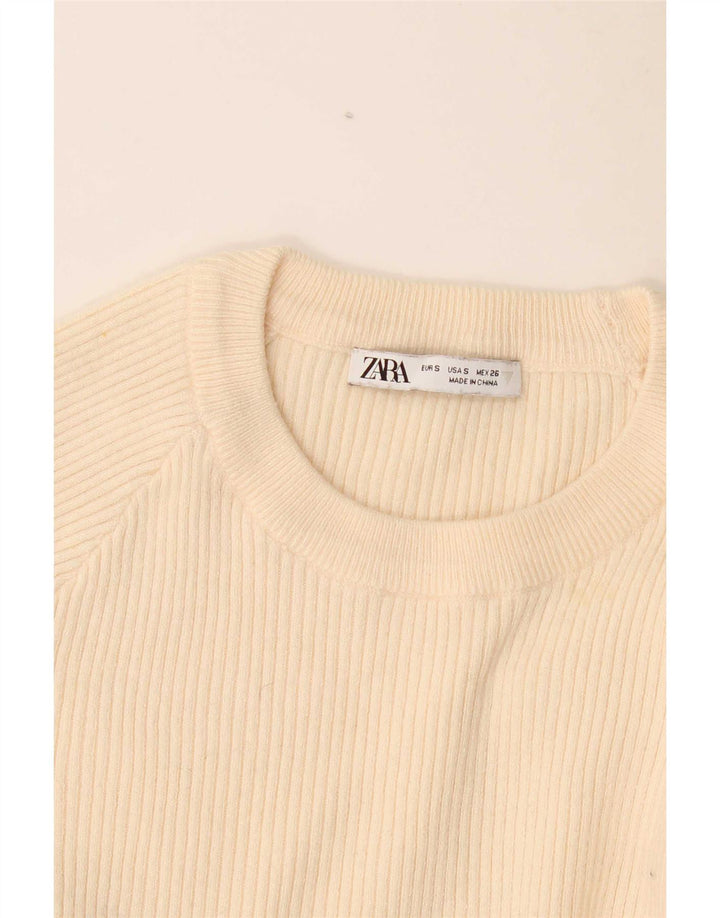 Crop Top pentru femei Zara cu mânecă lungă UK 8 Small Bej
