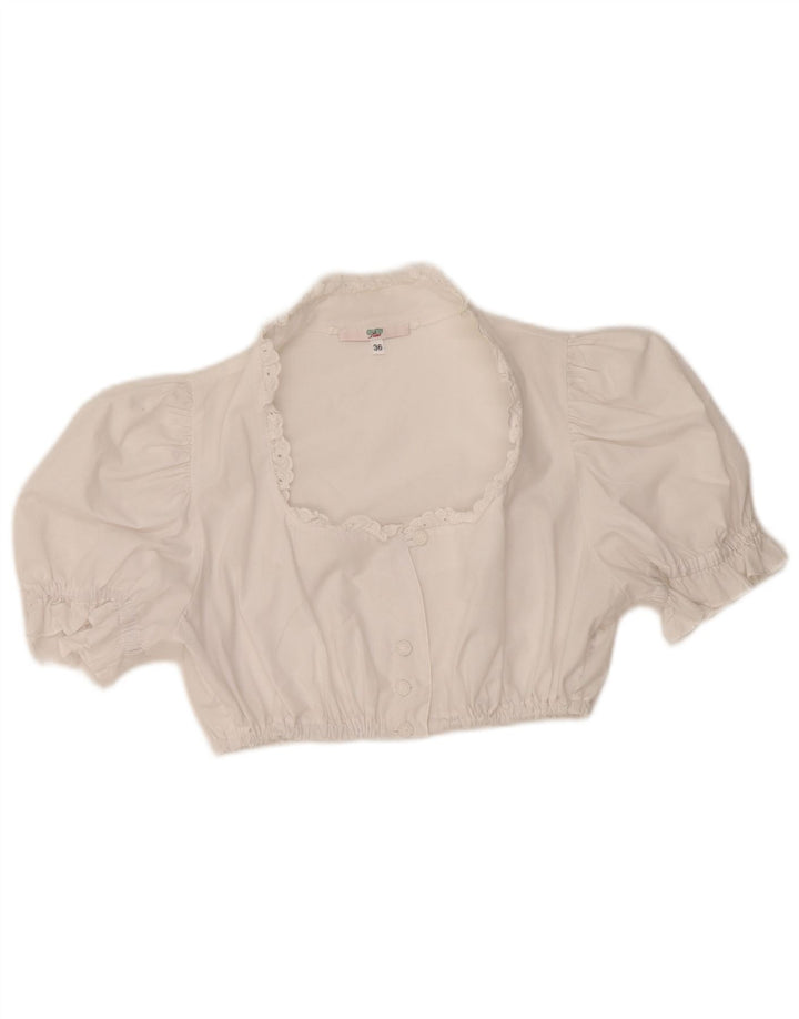 Bluză de top cu mânecă scurtă pentru femei Country EU 36 Poliester alb mic