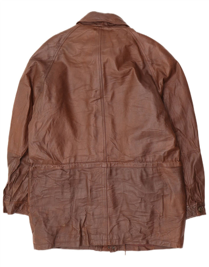 VINTAGE Mens Leather Jacket IT 50 Large Brown Leather