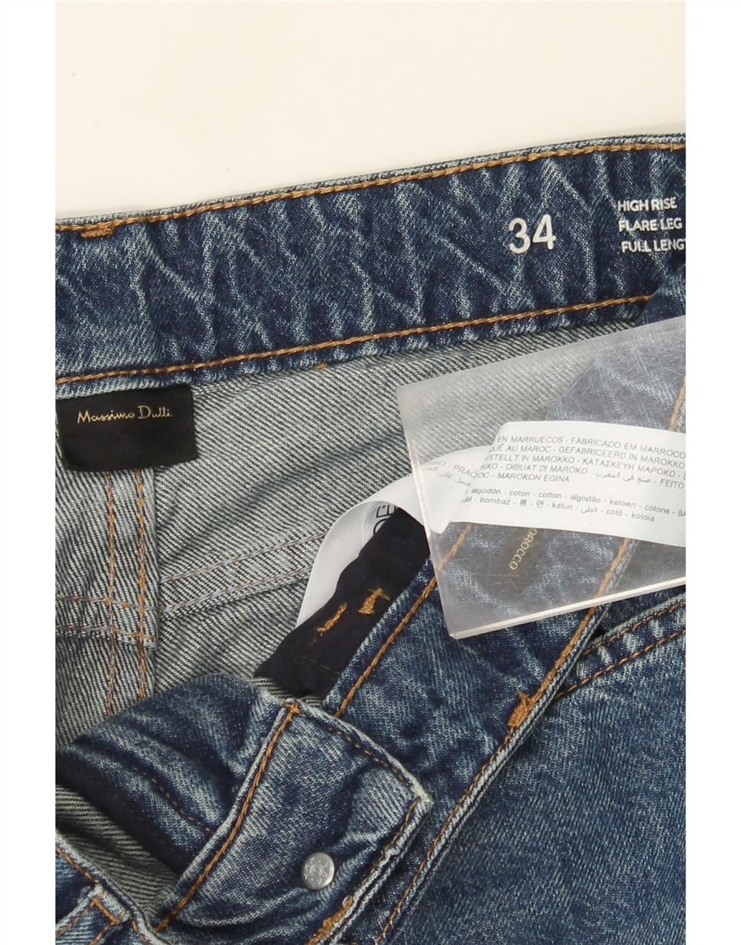 Massimo Dutti Blugi evazați pentru femei cu talie înaltă L34 L35 bumbac albastru