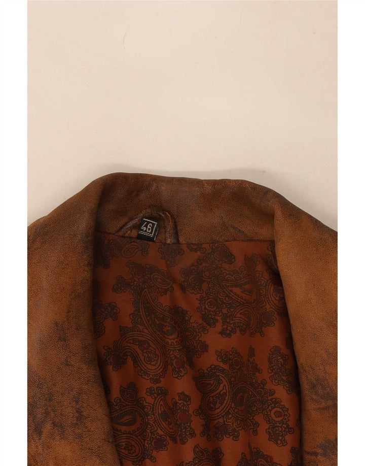 Jachetă de piele supradimensionată pentru femei vintage, cu două piept, EU 46 XL maro