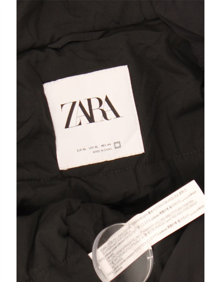 Jachetă bomber cu glugă pentru bărbați Zara UK 42 XL Poliester negru