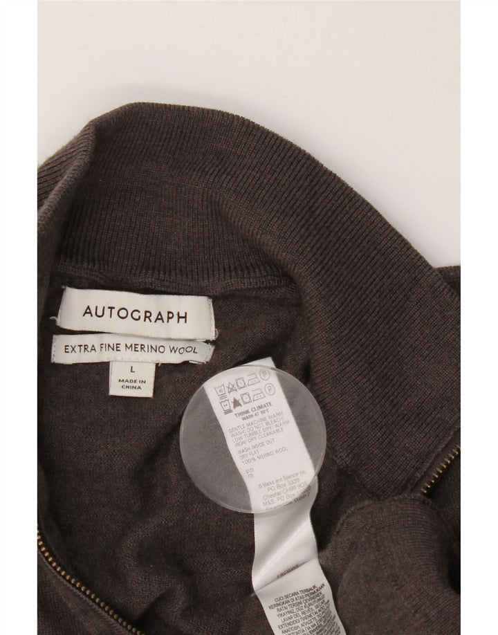 Pulover pentru bărbați Marks & Spencer, cu autograf, cu fermoar și gât, maro mare