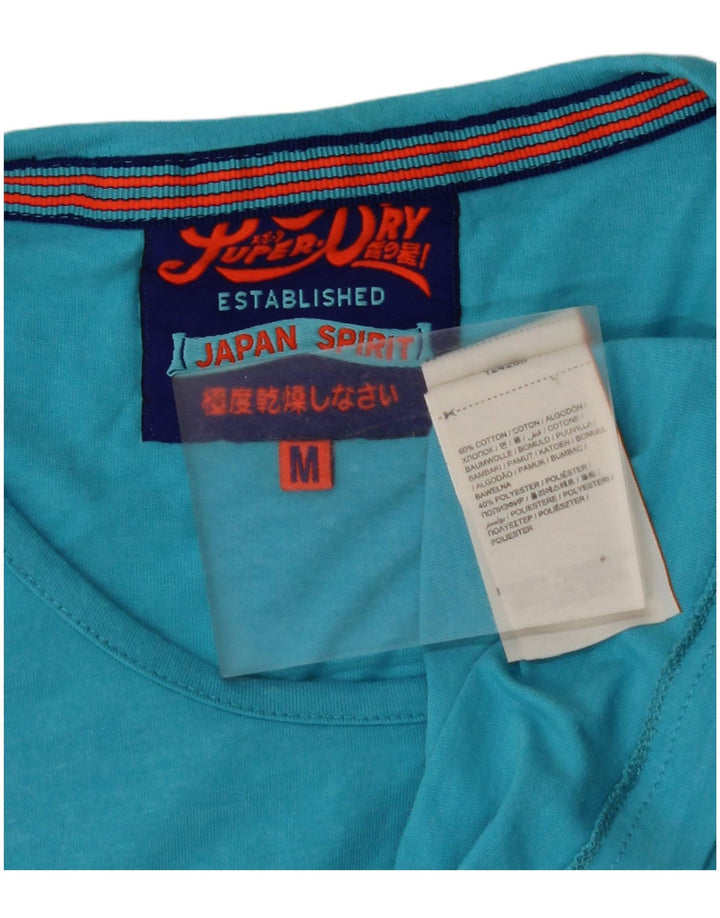 SUPERDRY Top cu vestă grafică pentru femei UK 12, bumbac albastru mediu