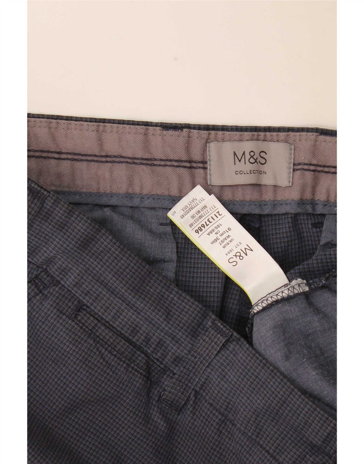 Pantaloni scurți chino pentru bărbați Marks & Spencer W36, mari, albastru, bumbac vichy