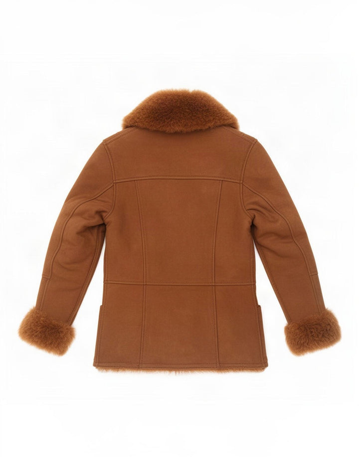 Jachetă vintage pentru femei din shearling UK 8 mic maro