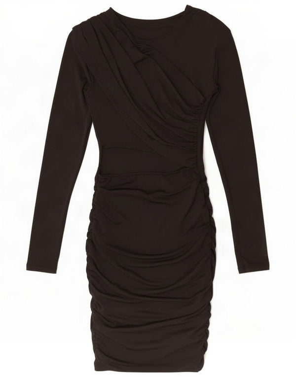 Vintage Womens Manecă lungă Bodycon Rochie UK 4 XS Black