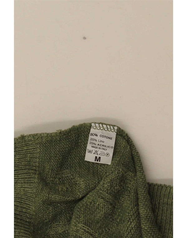 Pulover cardigan supradimensionat vintage pentru femei UK 14, bumbac cu pete verde mediu