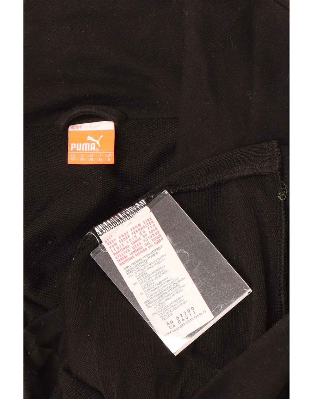 Jachetă de trening PUMA pentru femei UK 8, bumbac negru mic