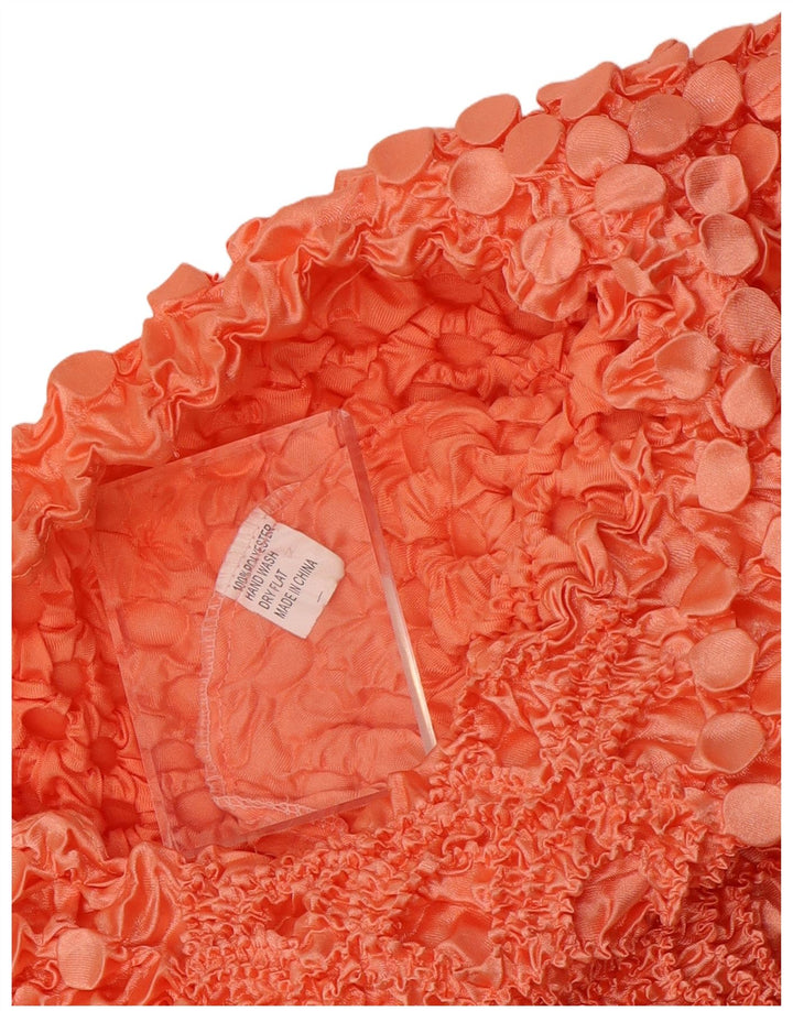 Bluză vintage pentru femei crop cu mâneci 3/4, UK 10, poliester roșu mic