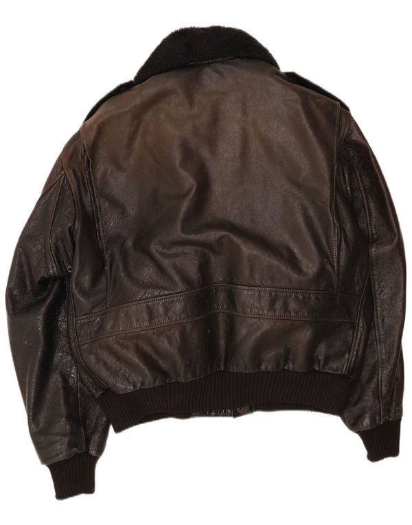 Jachetă militară din piele vintage pentru bărbați UK 42 XL negru