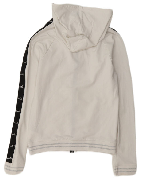 Pulover Puma Graphic Zip pentru femei UK 10 Bumbac color bloc alb mic