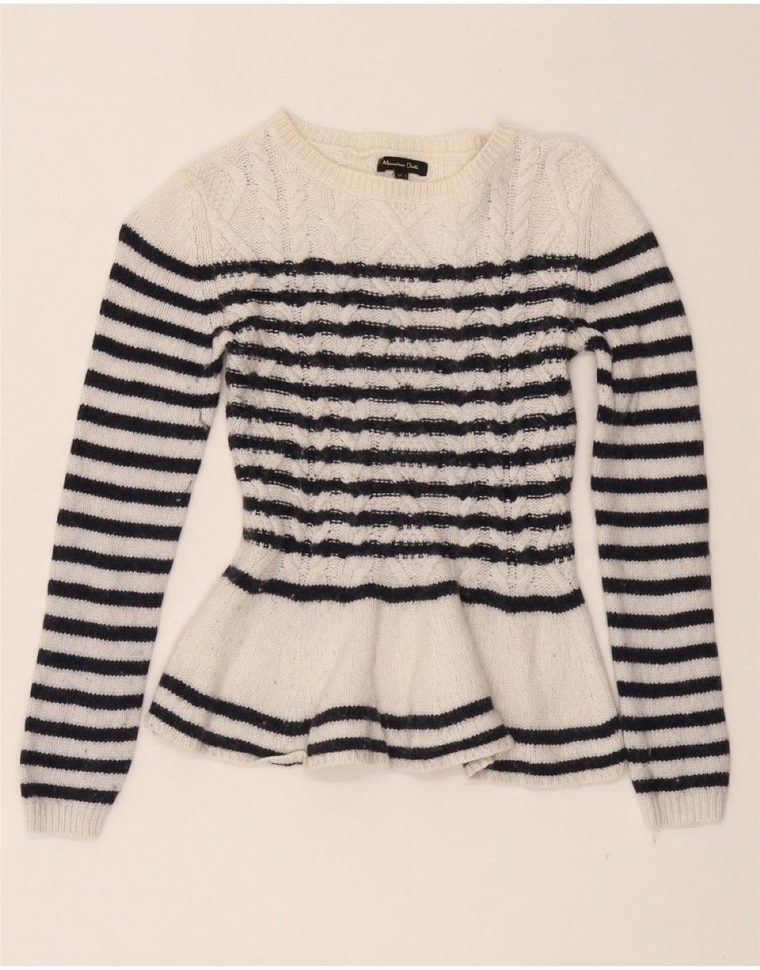 MASSIMO DUTTI Pulover pentru damă, cu gât de barcă, pulover UK 8 Mic Alb