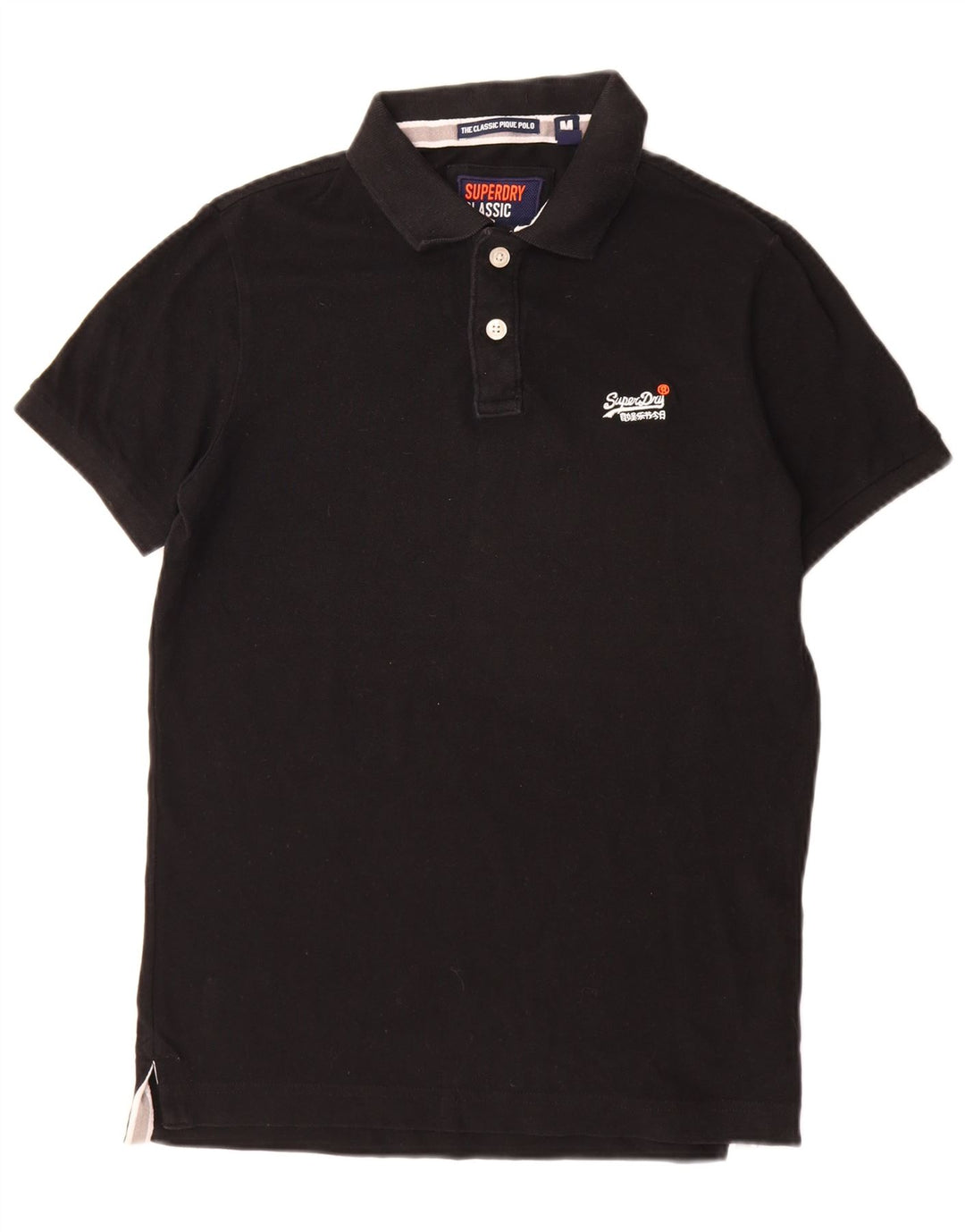 Tricou polo Superdry pentru bărbați, cu tăiere clasică, bumbac mediu negru