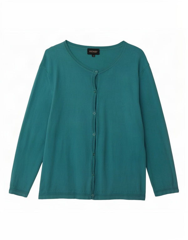 Pulover cardigan pentru femei Hobbs cu mâneci 3/4 UK 16, mare, albastru, bumbac