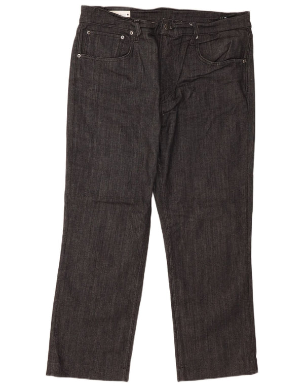Zara Womens Crop Straight Jeans EU 46 XL W36 L26 Black Cotton
