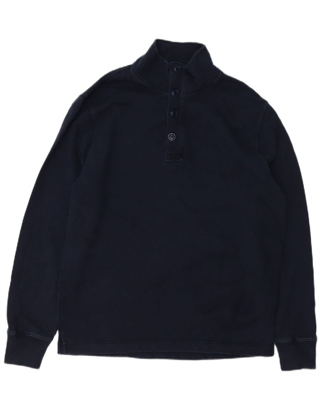 J. CREW Hanorac pentru bărbați cu gât cu nasturi Pulover mare din bumbac bleumarin
