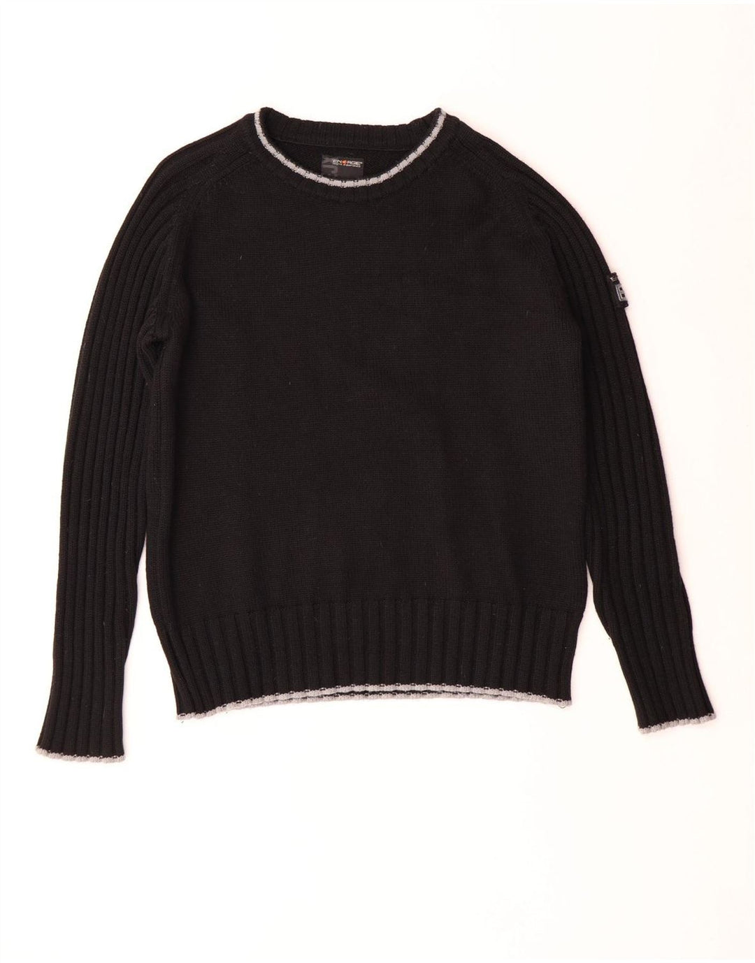 Pulover pentru bărbați Energie cu gât crew, lână mare neagră