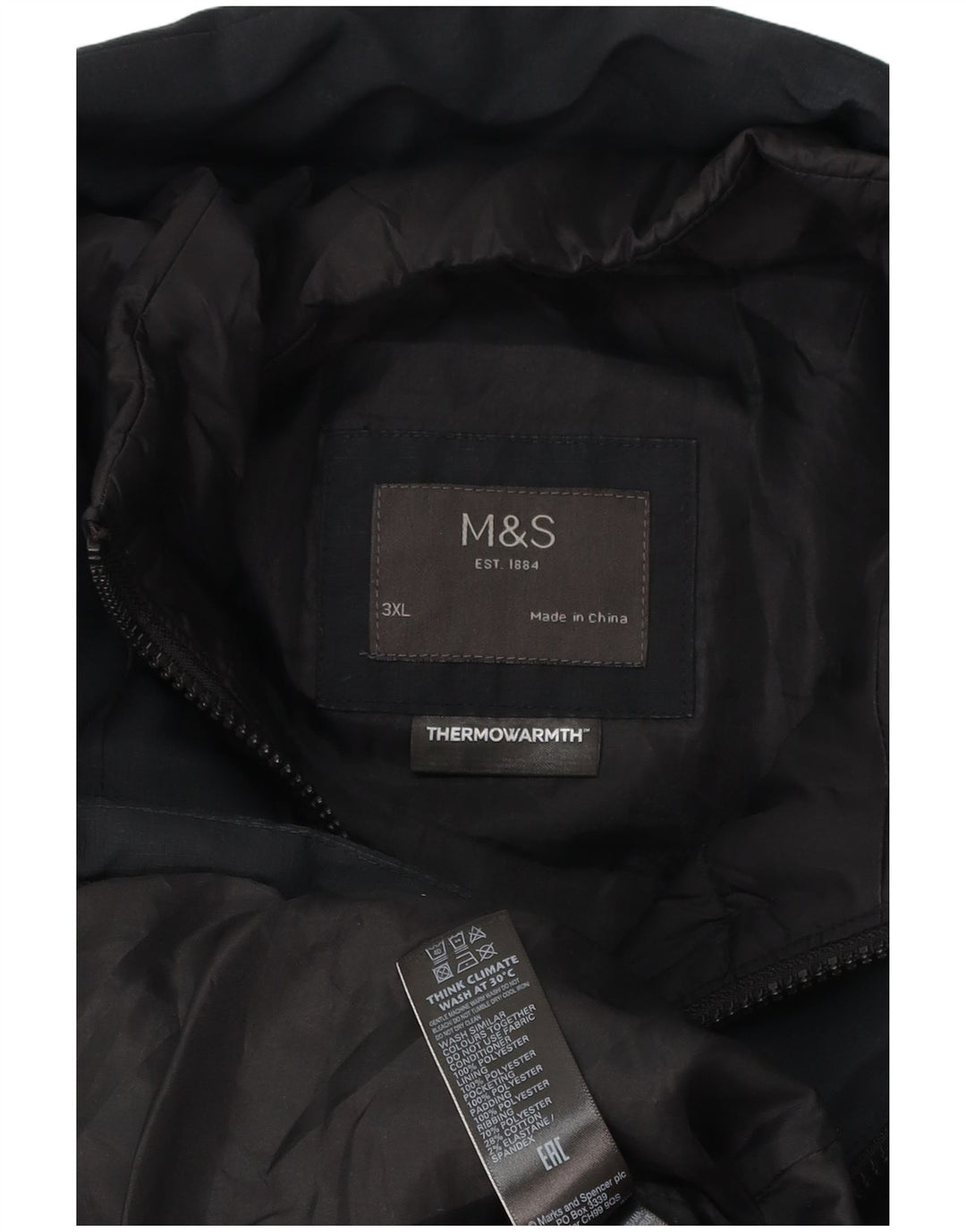 Jachetă căptușită pentru bărbați Marks & Spencer UK 46 3XL Poliester negru