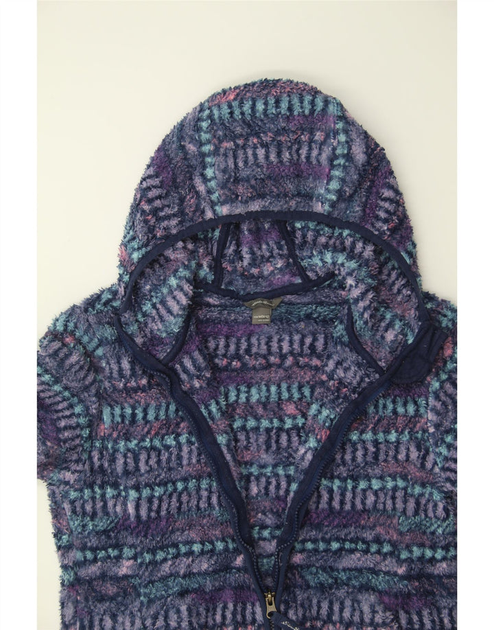 EDDIE BAUER Girls Fleece Jacket 10-11 Years Medium Navy Blue Striped Vintage Eddie Bauer and Second-Hand Eddie Bauer from Messina Hembry 