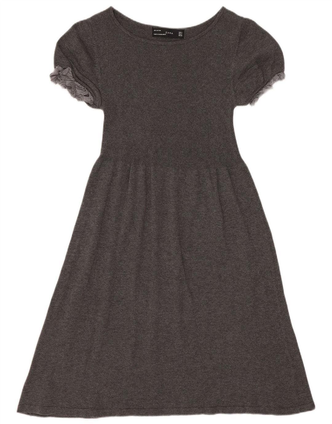 Rochie A-Line pentru Damă Zara UK 8 Mic Gri Bumbac