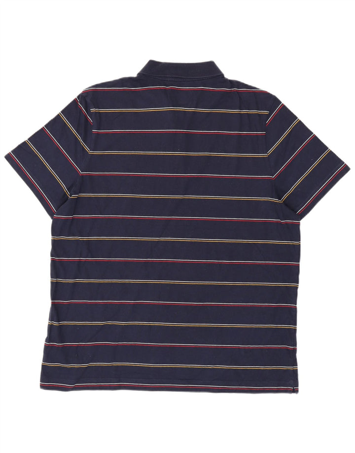 Tricou polo pentru bărbați LACOSTE Mărimea 7 2XL Bumbac cu dungi bleumarin