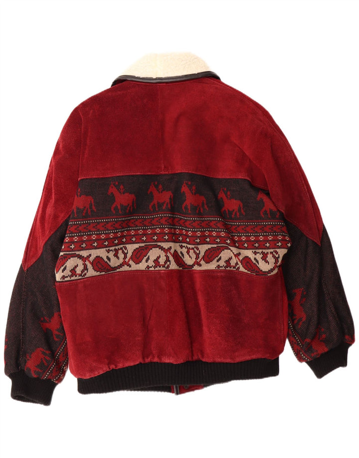 Jachetă pentru bărbați C&A Sherpa Suede UK 40 Large Red Fair Isle Piele